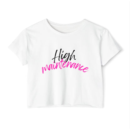 Women's Festival Crop Top, High maintenance neon pink