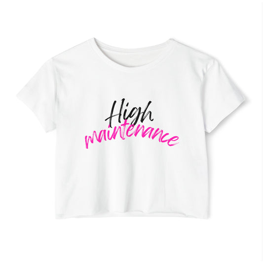 Women's Festival Crop Top, High maintenance neon pink