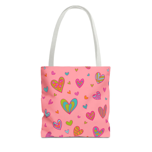 Colorful Hearts Tote Bag (AOP)