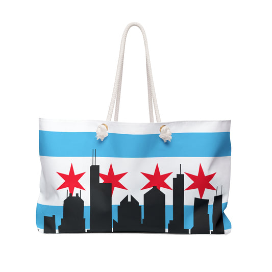 Chicago flag with skyline, Weekender Bag