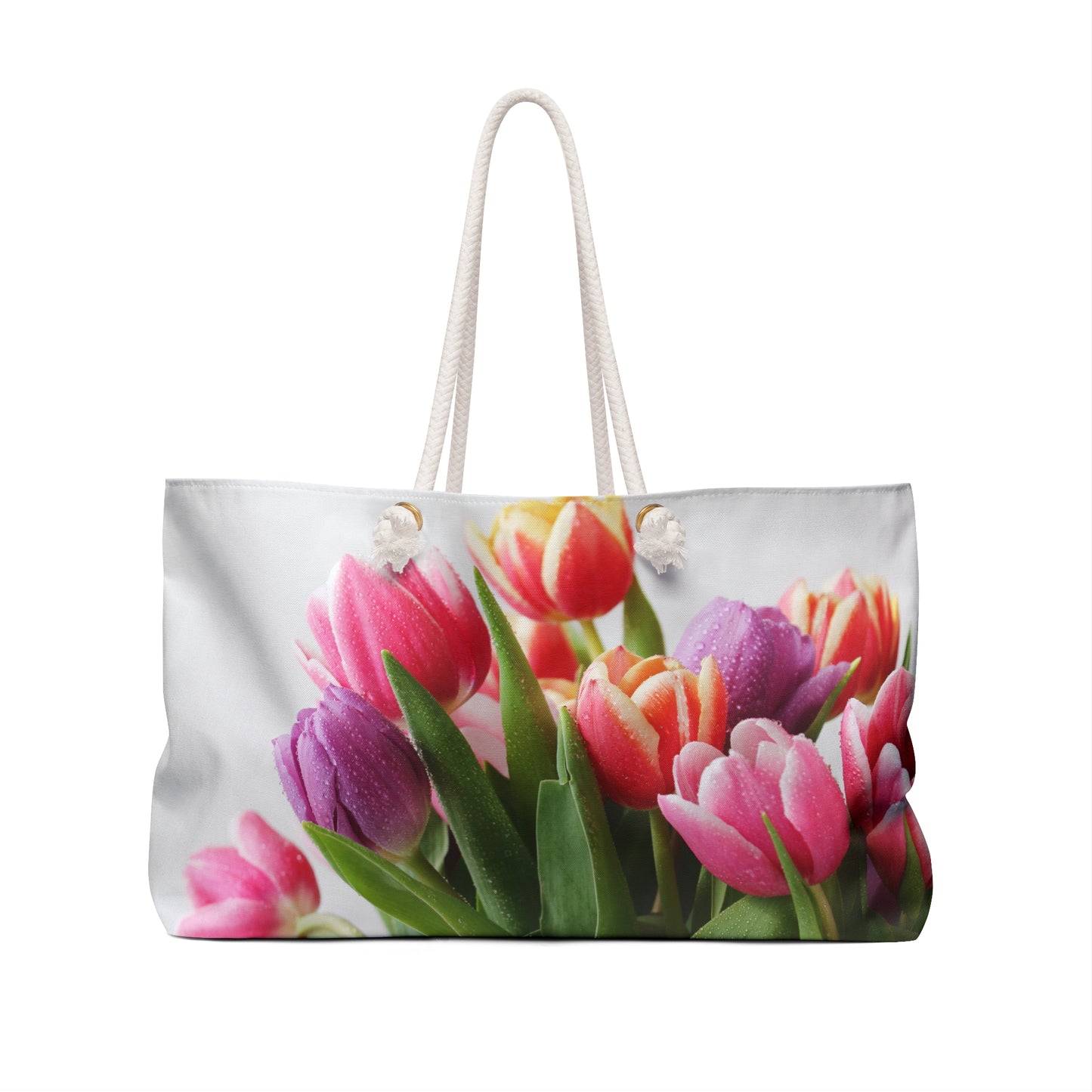 Weekender Bag,Bella pink and purple tulips