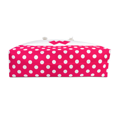 Pink and white Dots for women with pink letter W Weekender Bag