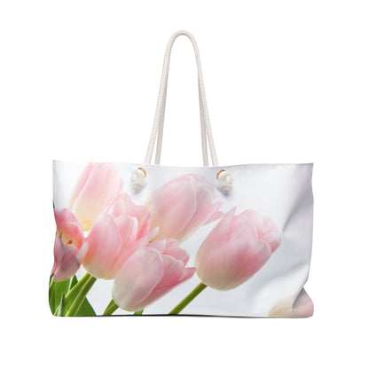 Weekender Bag, Light pink tulips