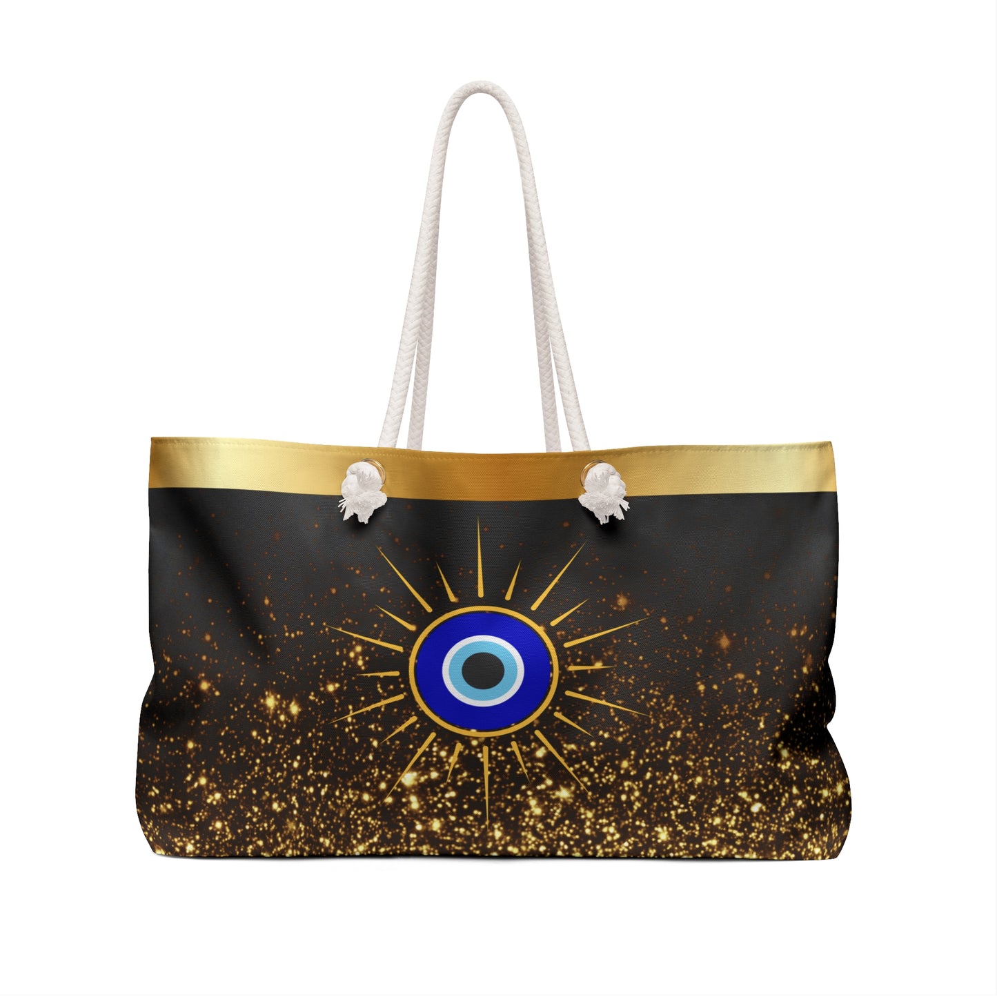 Weekender Bag, Evil Eye black and gold