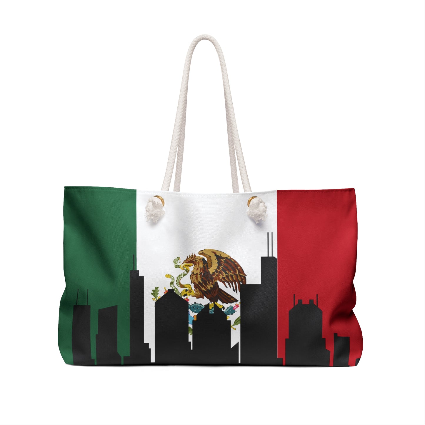 Chicago skyline with Mexican flag, Weekender Bag