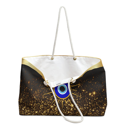 Weekender Bag, Evil Eye black and gold