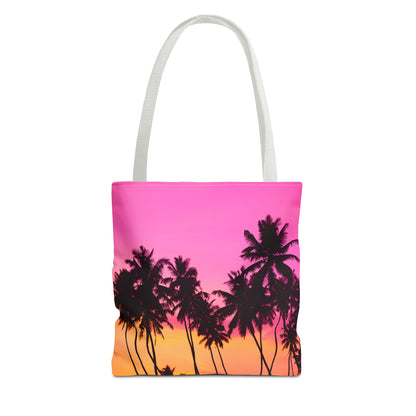 Pink sky with palm trees Tote Bag (AOP)