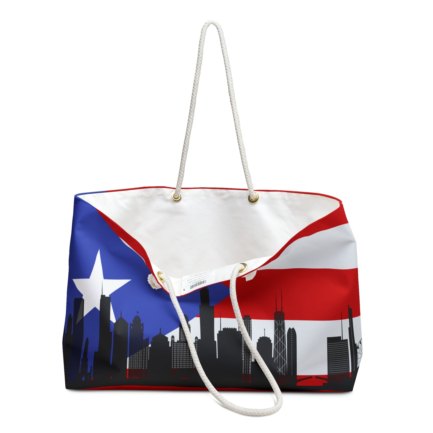 Puertorican flag with Chicago skyline Weekender Bag