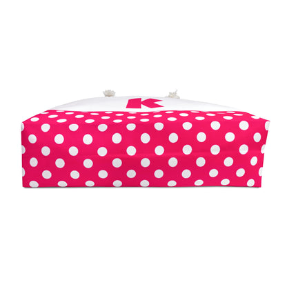 Pink and white Dots for women with pink letter K Weekender Bag