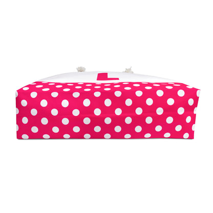 Pink and white Dots for women with pink letter L Weekender Bag