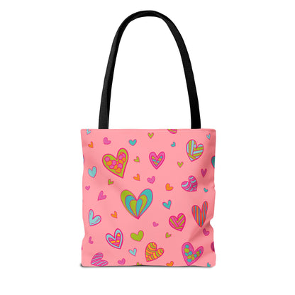 Colorful Hearts Tote Bag (AOP)