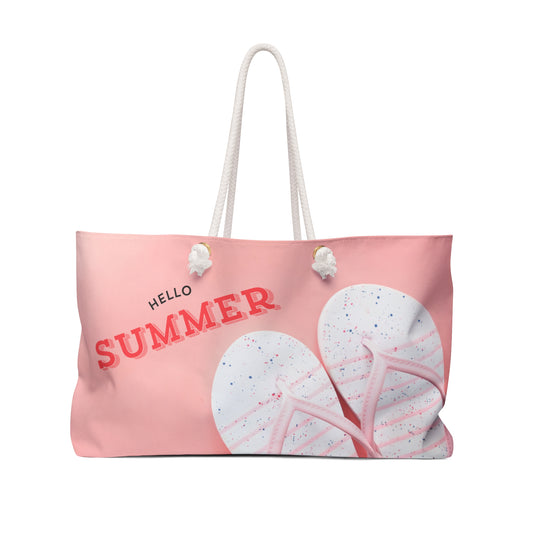 Hello Summer pink sandals Weekender Bag