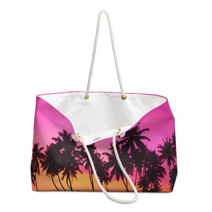 Pink bag with palm trees Weekender Bag