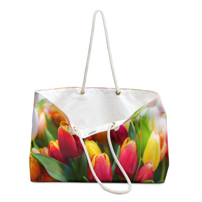 Weekender Bag, Yellow and pink Tulips