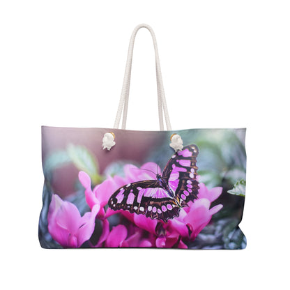 Pink flower with butterfly Weekender Bag