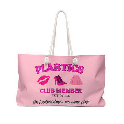 Plastics Club Member on Wednesdays we wear pink Weekender Bag