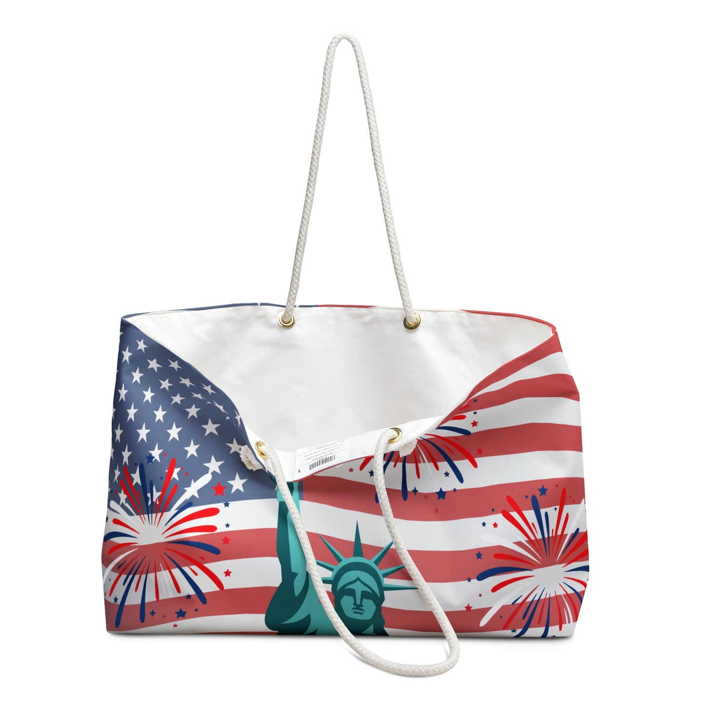 Patriotic Statue of Liberty with fireworks, Weekender Bag