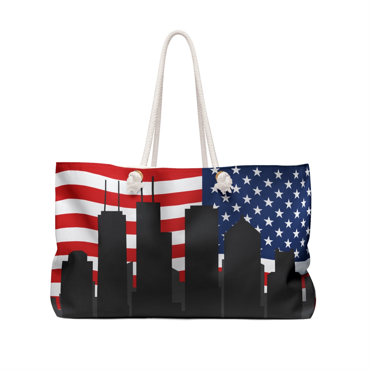 American flag with Chicago Skyline,Weekender Bag