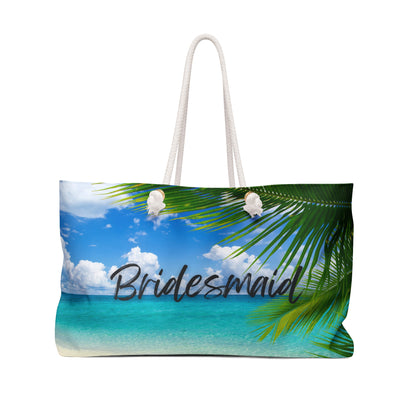 Beach with palms tree leaves bridesmaid Weekender Bag