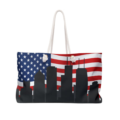 American flag with Chicago Skyline,Weekender Bag