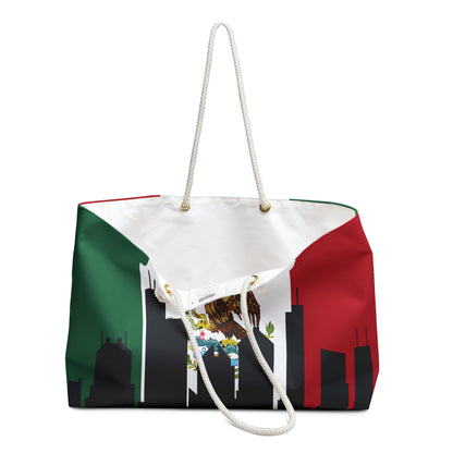 Chicago skyline with Mexican flag, Weekender Bag