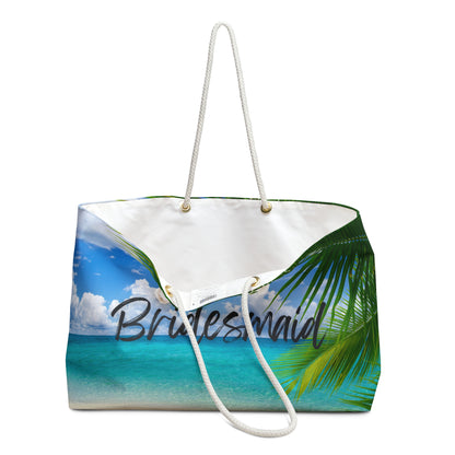 Beach with palms tree leaves bridesmaid Weekender Bag