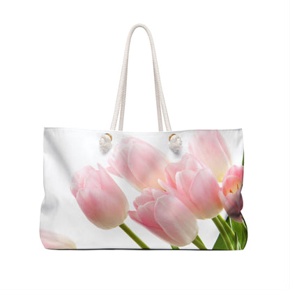 Weekender Bag, Light pink tulips