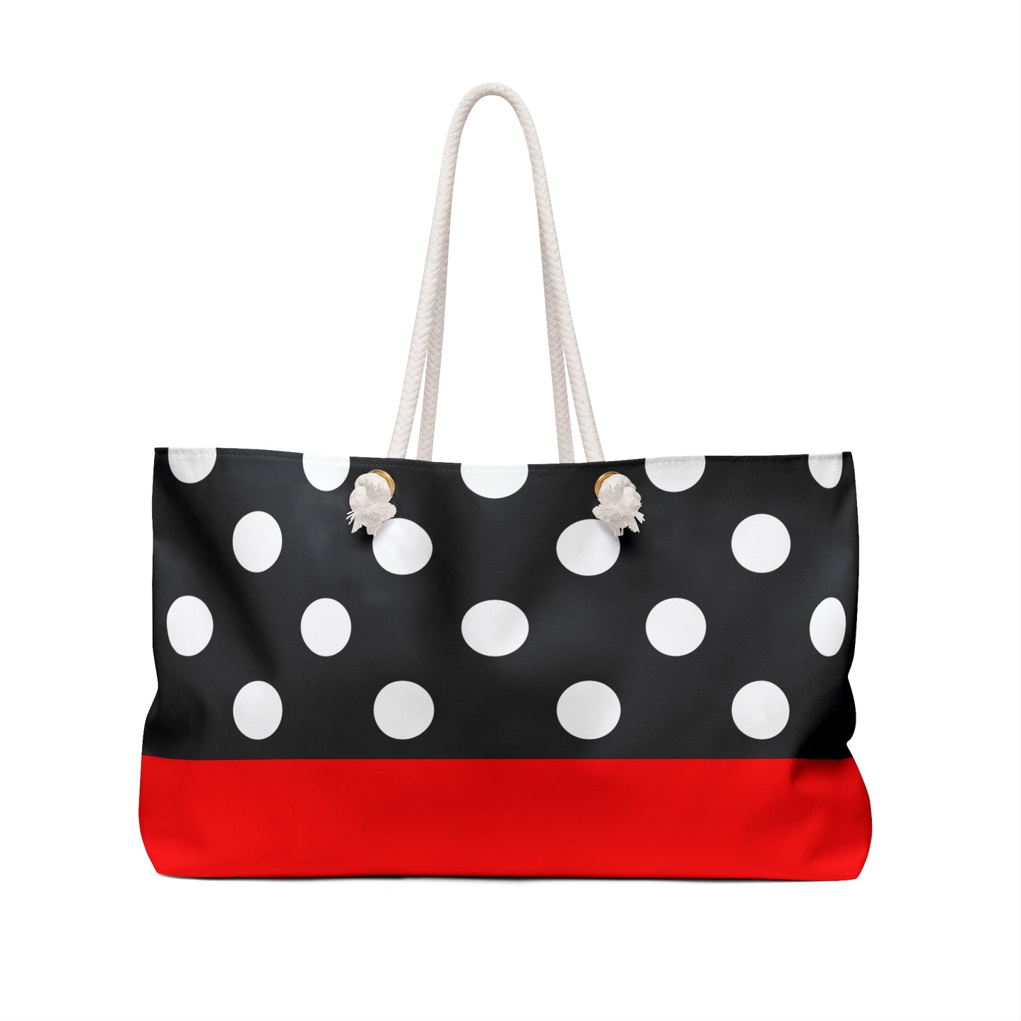 Weekender Bag, Red and black with white polka dots