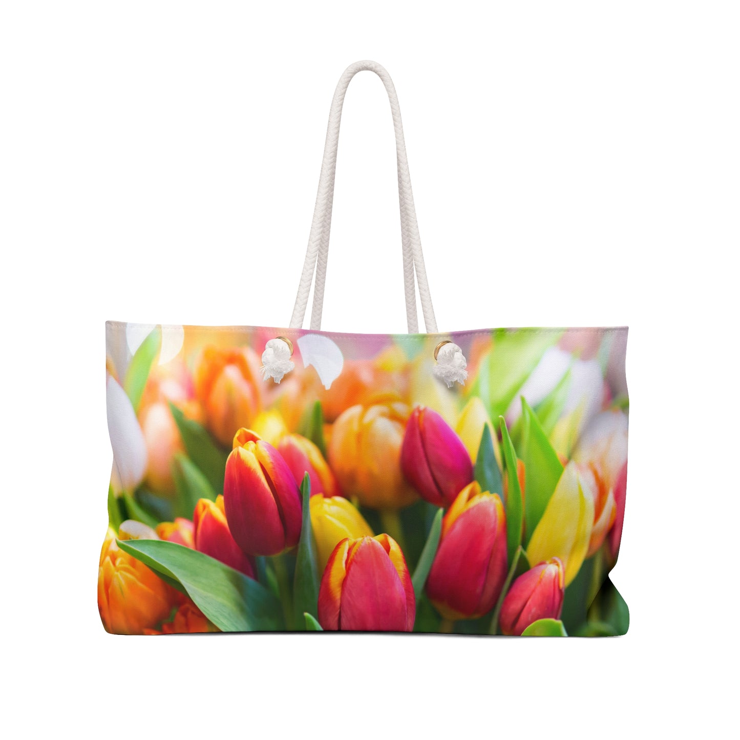 Weekender Bag, Yellow and pink Tulips