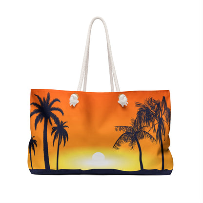 Hello Summer sunset with palm trees Weekender Bag