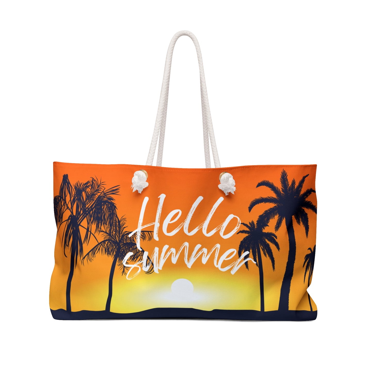 Hello Summer sunset with palm trees Weekender Bag