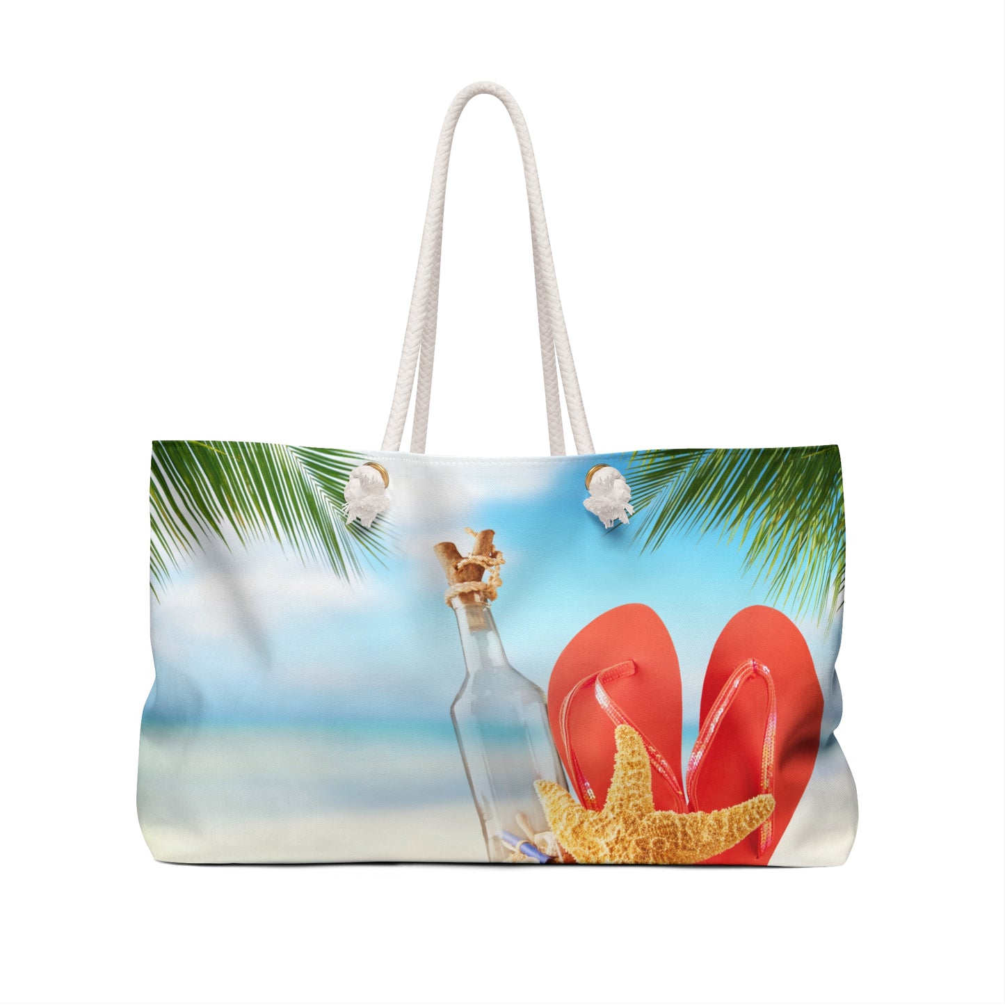 Hello Summer sandals and starfish Weekender Bag