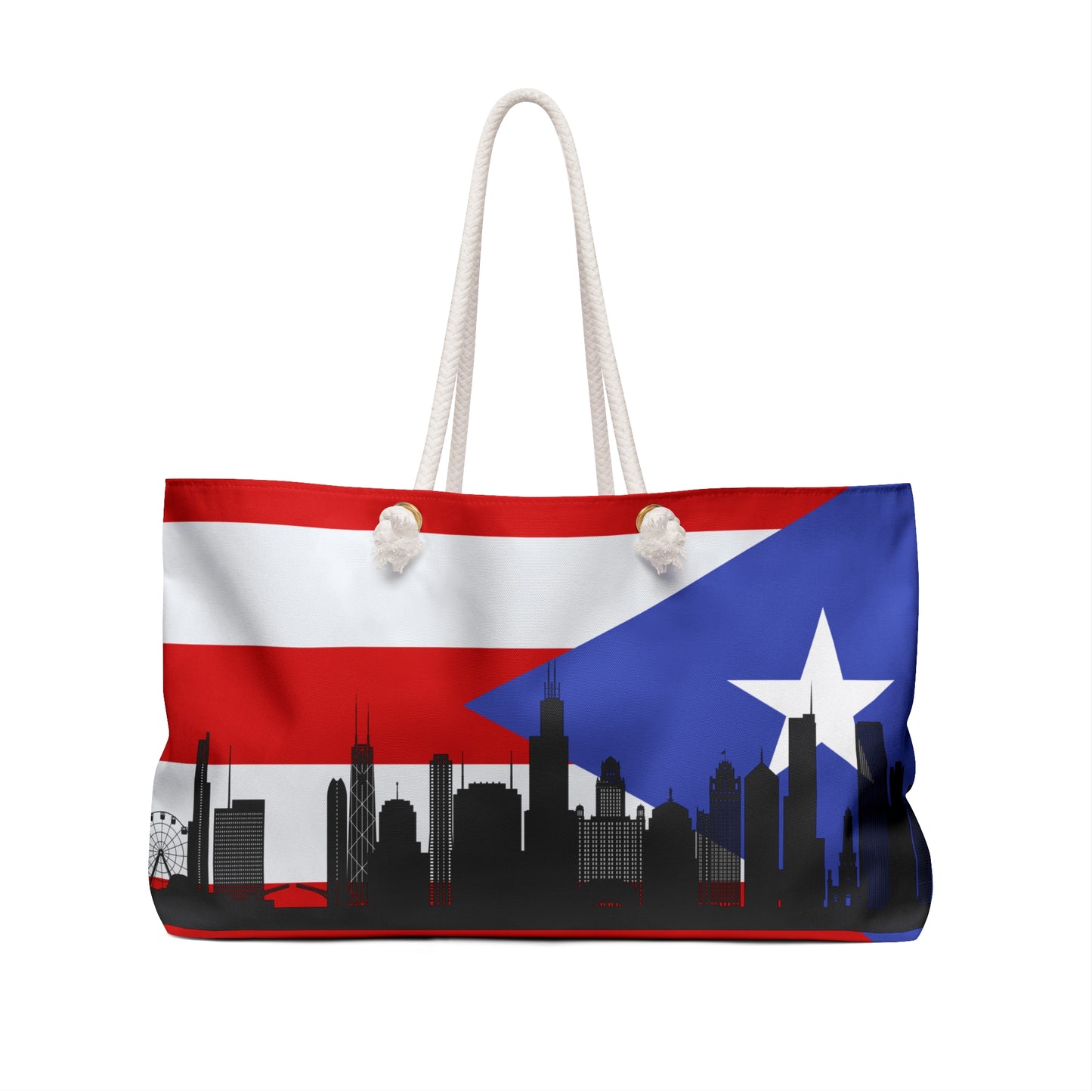 Puertorican flag with Chicago skyline Weekender Bag