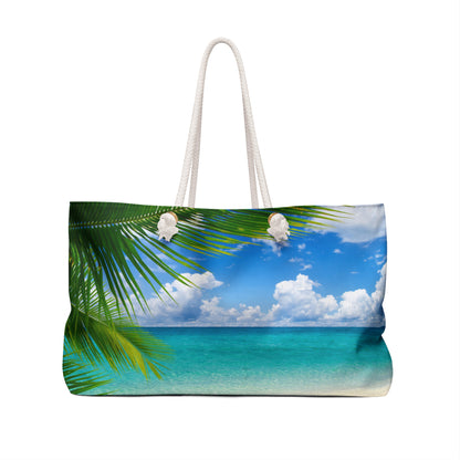 Beach with palms tree leaves bridesmaid Weekender Bag