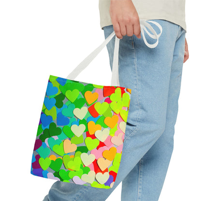 Rainbow Paper Hearts Tote Bag (AOP)