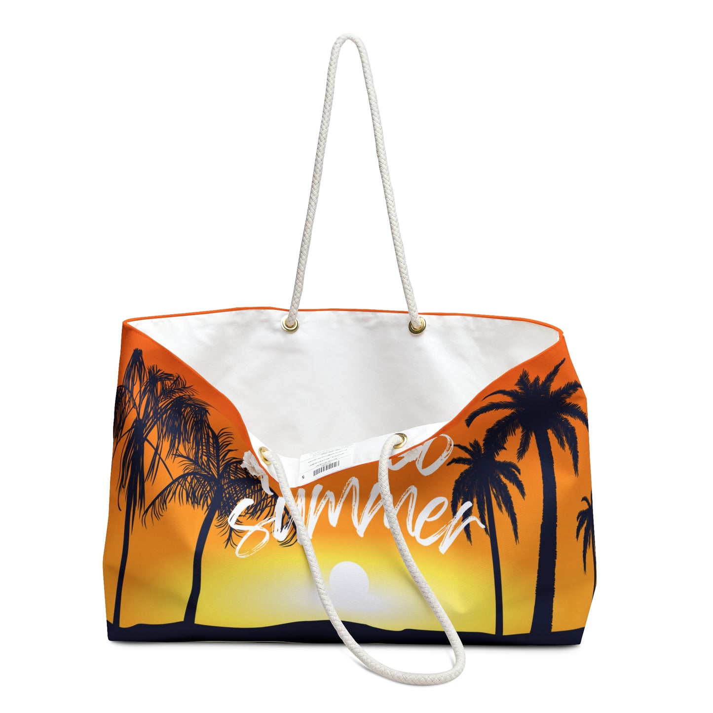 Hello Summer sunset with palm trees Weekender Bag