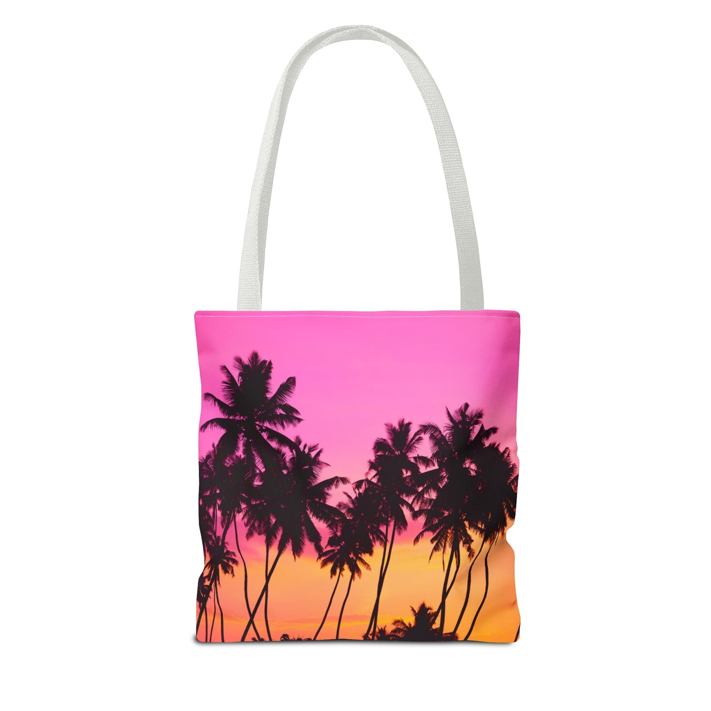 Pink sky with palm trees Tote Bag (AOP)