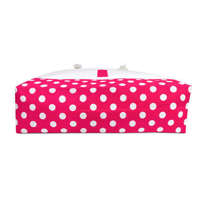 Pink and white Dots for women with pink letter I Weekender Bag