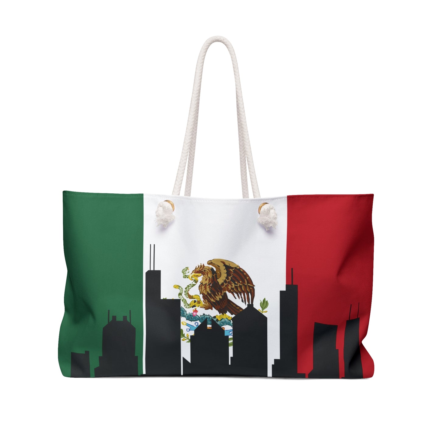 Chicago skyline with Mexican flag, Weekender Bag