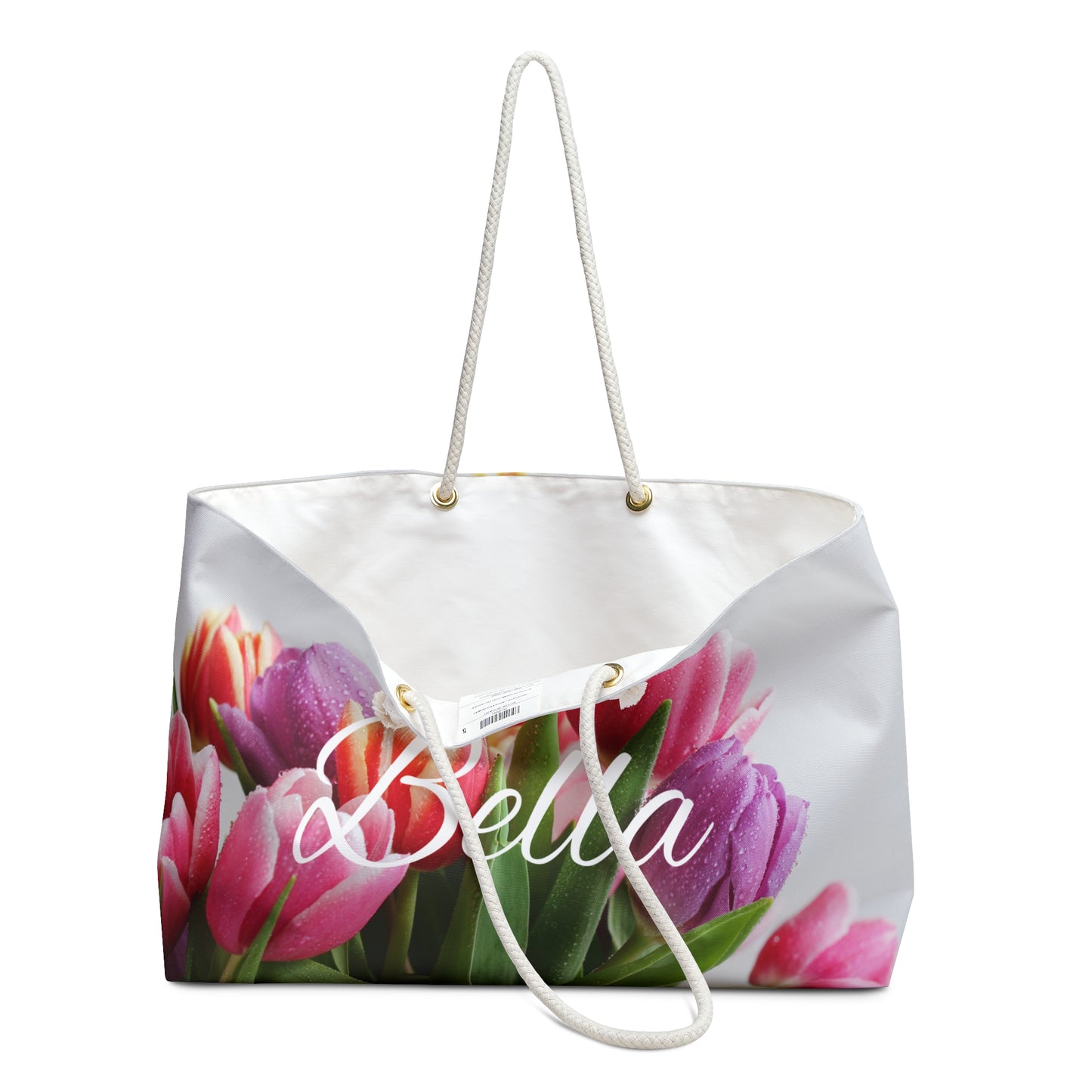 Weekender Bag,Bella pink and purple tulips