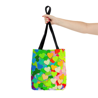 Rainbow Paper Hearts Tote Bag (AOP)