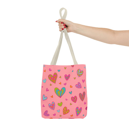 Colorful Hearts Tote Bag (AOP)