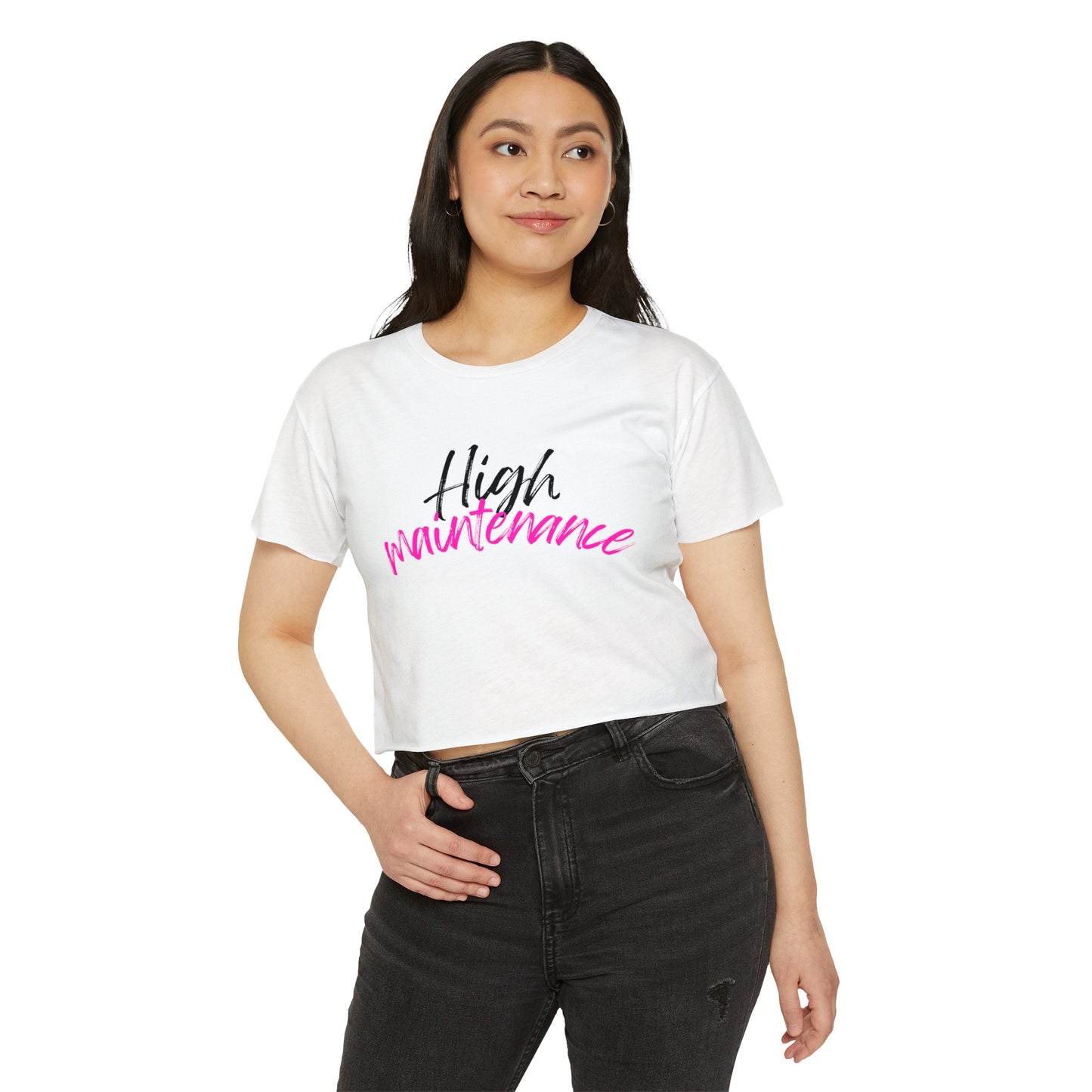 Women's Festival Crop Top, High maintenance neon pink