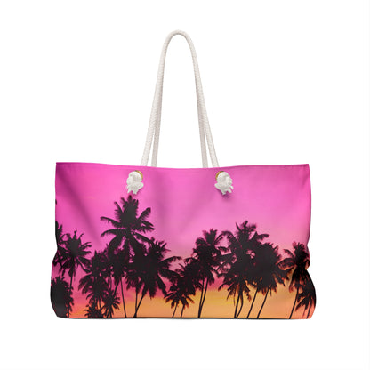 Pink bag with palm trees Weekender Bag