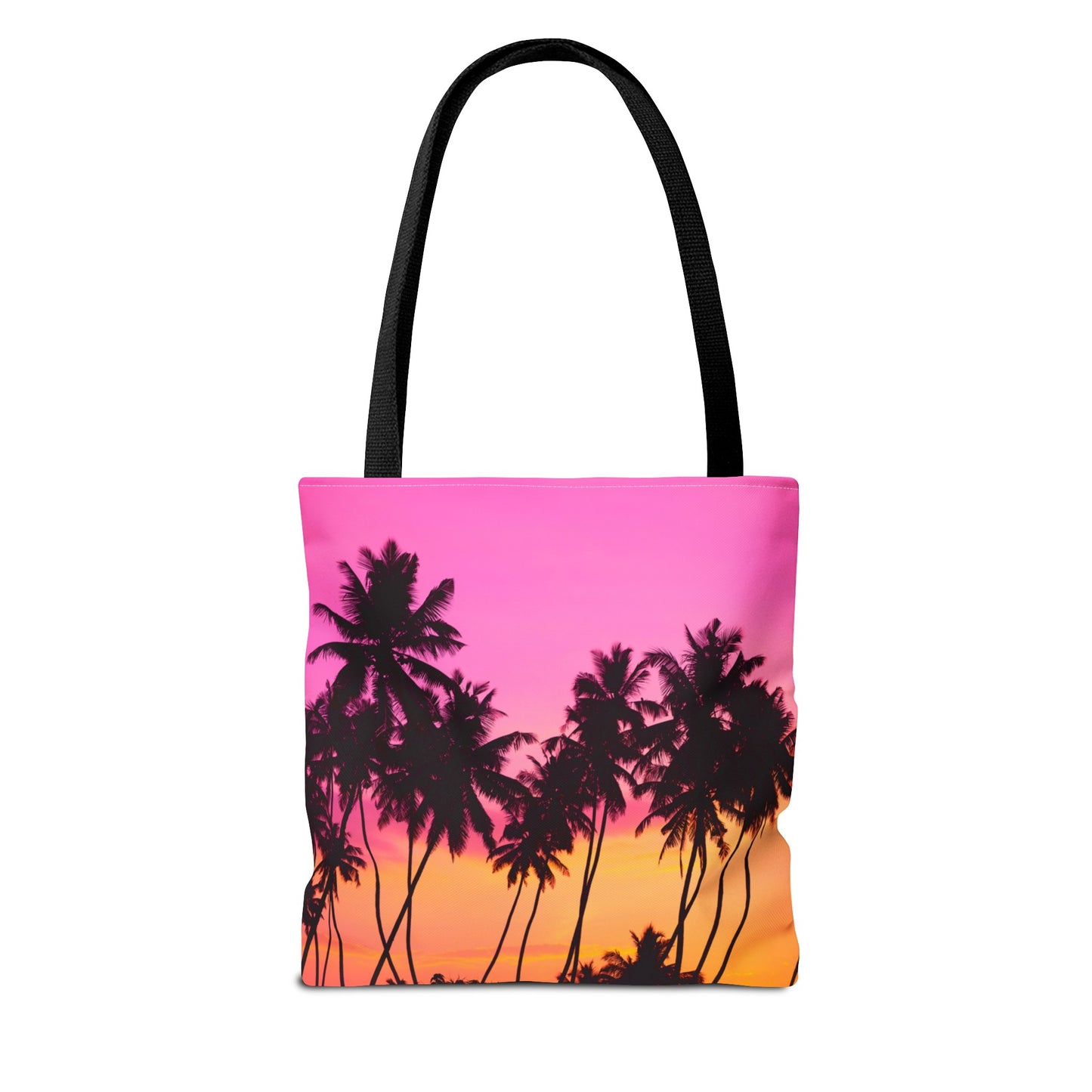 Pink sky with palm trees Tote Bag (AOP)