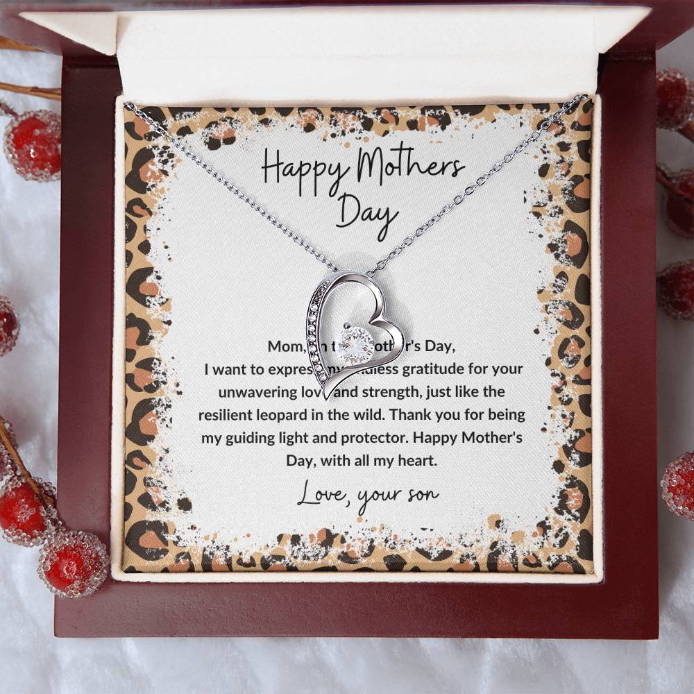 Happy Mother's Day heart pendant leopard theme from son