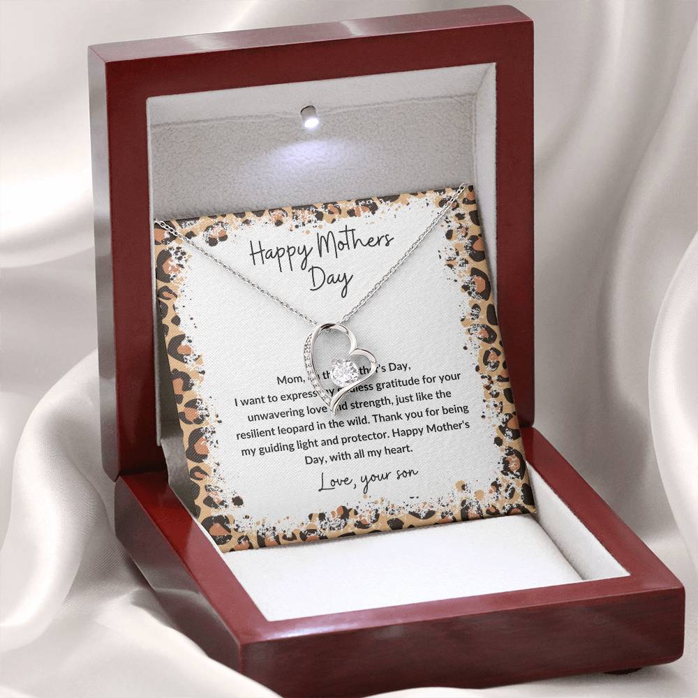 Happy Mother's Day heart pendant leopard theme from son