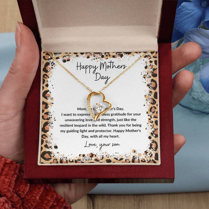 Happy Mother's Day heart pendant leopard theme from son