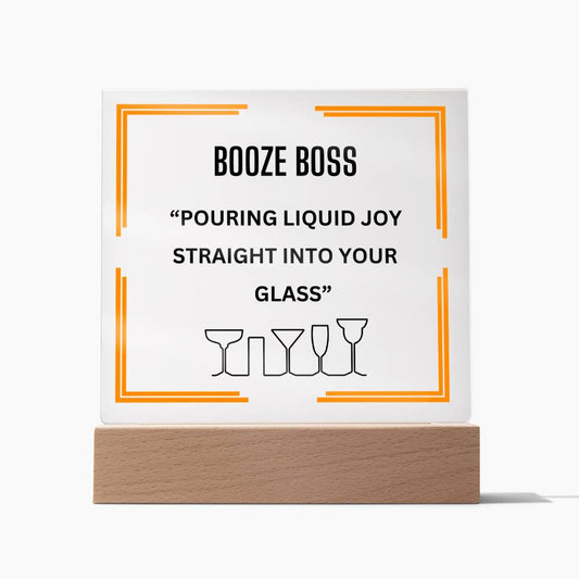 Elevate Your Space with Our Square Acrylic "Booze Boss" Plaque