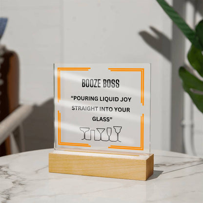 Elevate Your Space with Our Square Acrylic "Booze Boss" Plaque